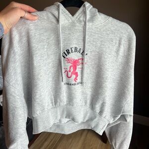 Women's Gray Crop Hoodie Fireball